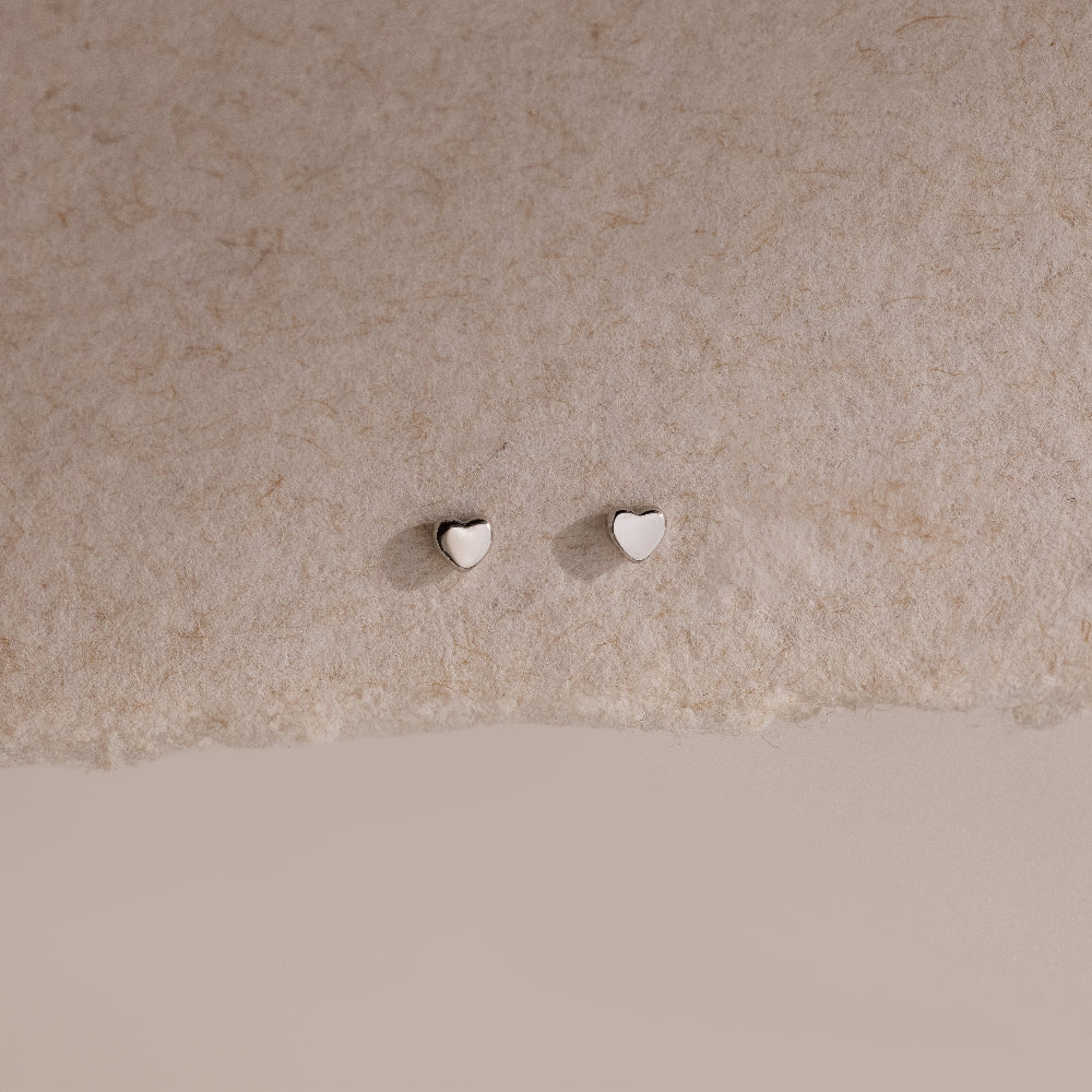 Tiny Heart Studs in Silver - Image 6