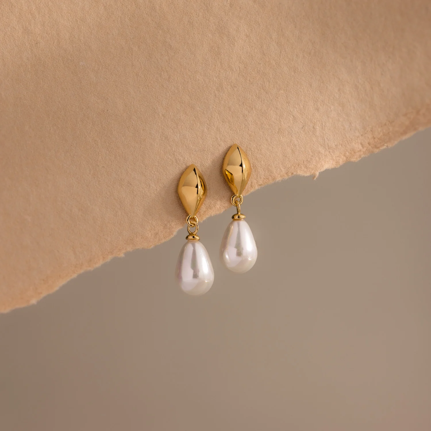 Tiny Pearl Drop Studs in 18K Gold - Image 5
