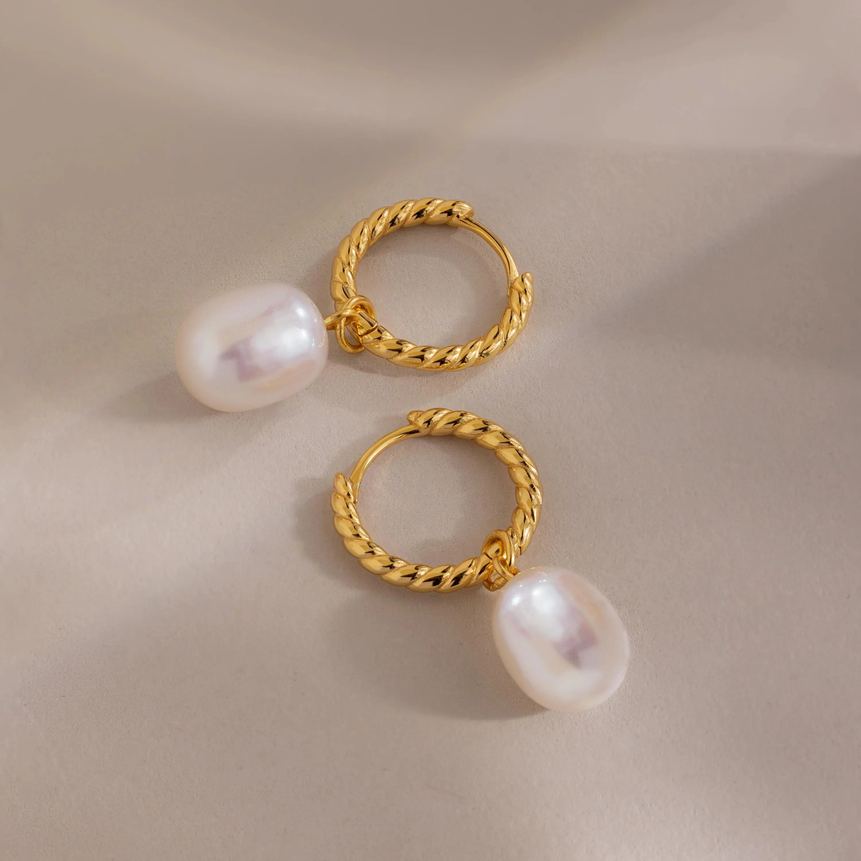 Twisted Pearl Hoops in 18K Gold - Image 3