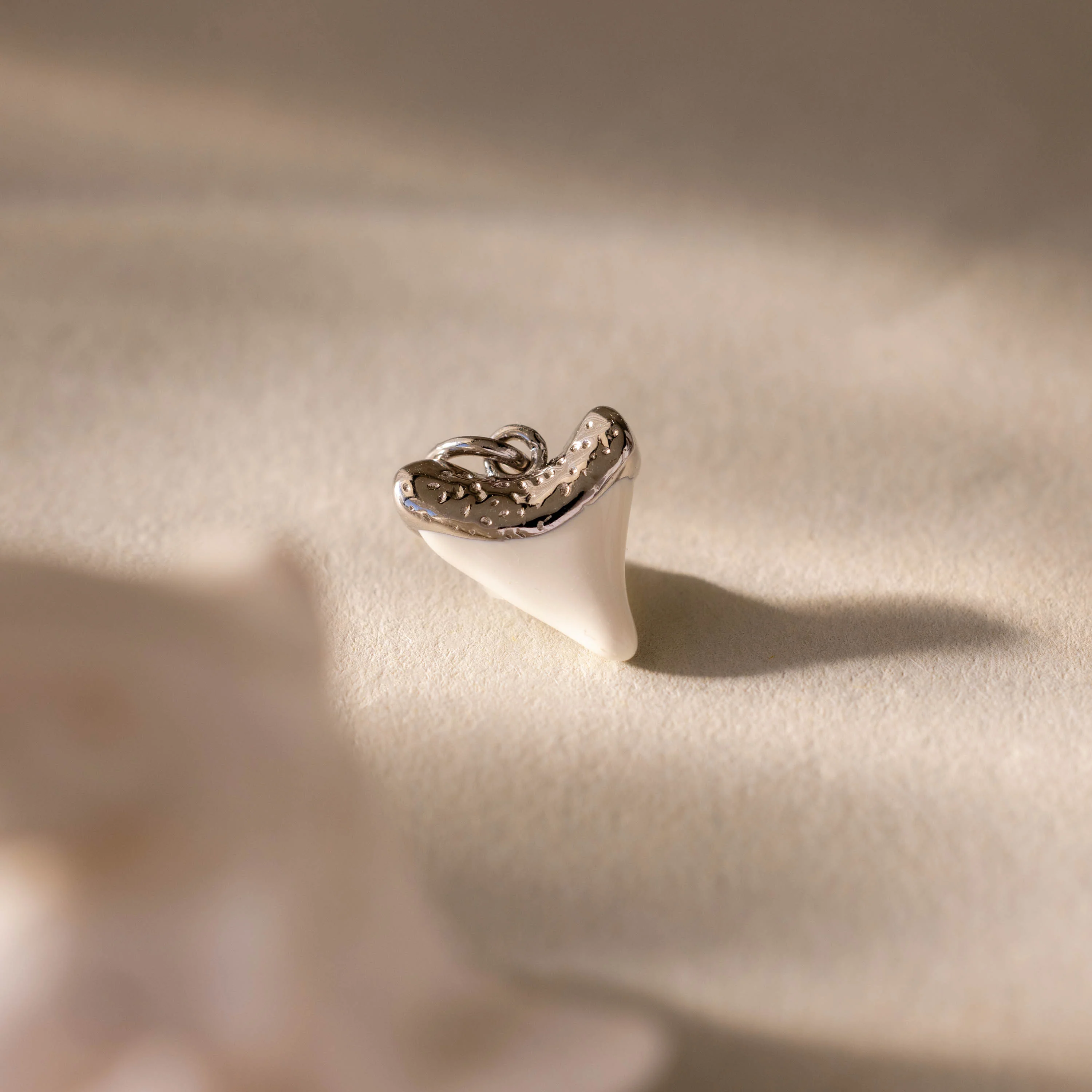 White Shark Tooth Charm in Silver - Image 3